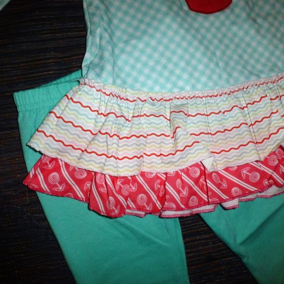 Boutique Candy Cake Cupcake Ruffle Tunic Girls Christmas Birthday Outfit Set - Picture 3 of 3